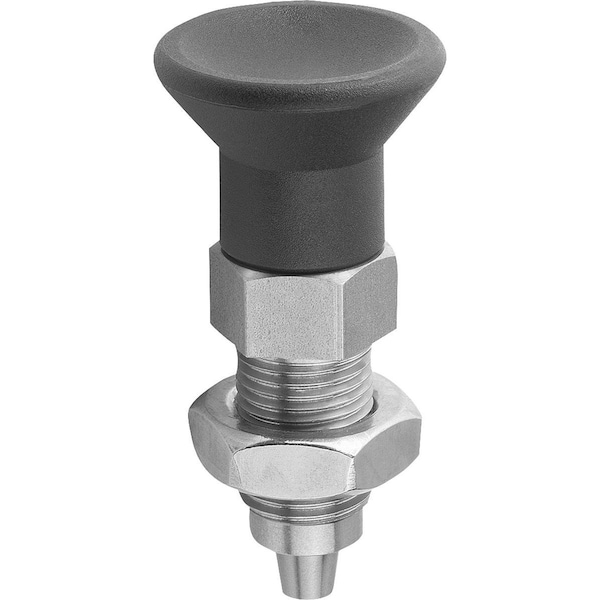 Indexing Plunger, Premium, Tapered Pin Size:4 D1=M20X1, 5, D=10, Form:B Wo. Groove W Locknut,